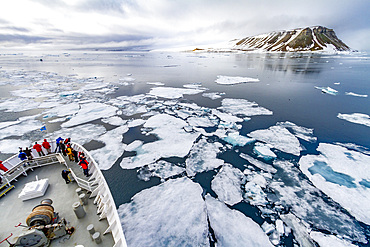 The Lindblad Expedition ship National Geographic Explorer in the Svalbard Archipelago, Norway.