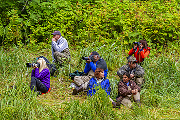 Guests from the Lindblad Expeditions ship National Geographic Sea Bird in Southeast Alaska, USA.