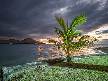 Evening scene from the Volivoli Resort grounds on Viti Levu, Fiji, South Pacific, Pacific