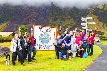 Tourists on the island of Tristan de Cunha in the South Atlantic Ocean