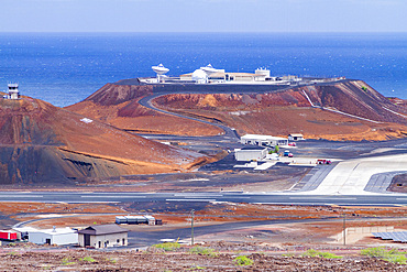 View of Wideawake Airfield on Ascension Island in the southern tropical Atlantic Ocean, South Atlantic Ocean