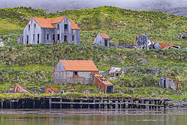 Views of the abandoned whaling station in Prince Olav Harbor on South Georgia, Southern Ocean, Polar Regions