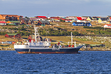 The fishery patrol vessel at Stanley in the Falkland Islands, South Atlantic Ocean.