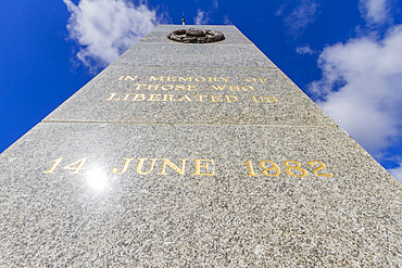 The Falklands Conflict War Memorial in Stanley, the capital and only true city (with a cathedral) in the Falkland Islands, South America