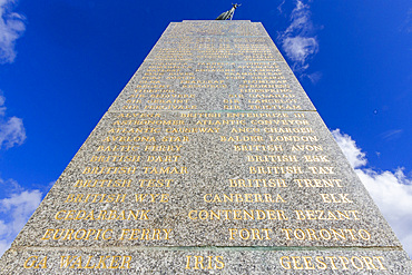 The Falklands Conflict War Memorial in Stanley, the capital and only true city (with a cathedral) in the Falkland Islands, South America