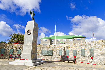 The Falklands Conflict War Memorial in Stanley, the capital and only true city (with a cathedral) in the Falkland Islands, South America