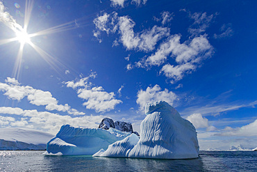 A view of icebergs in the Lemaire Channel on the west side of the Antarctic peninsula in Antarctica, Polar Regions