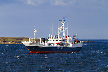 Falklands Island fisheries patrol ship the outer harbor of Stanley on East Island, Falkland Islands, South Atlantic Ocean.