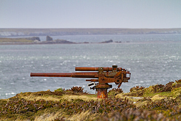 View of the Vicker's gun emplacement outside Stanley, the capital and only true city in the Falkland Islands.