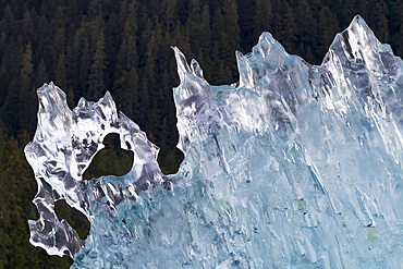 Glacial iceberg detail from ice calved off the LeConte Glacier near Petersberg, Southeast Alaska, USA, Pacific Ocean.