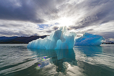 Glacial iceberg detail from ice calved off the LeConte Glacier near Petersberg, Southeast Alaska, USA, Pacific Ocean.