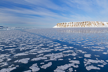 A view of Krossfjorden (cross fjord) on the northwestern side of Spitsbergen Island in the Svalbard Archipelago, Norway.