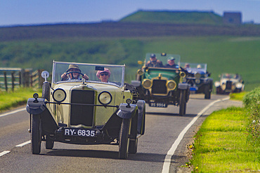 Car Rally at St Magnus Cathedral in Kirkwall Orkney Island, Scotland.