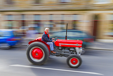 Tractor rally at St Magnus Cathedral in Kirkwall Orkney Island, Scotland.