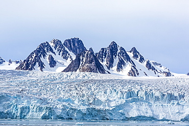 Glacier face at Monacobreen, Spitsbergen, Svalbard, Norway, Scandinavia, Europe