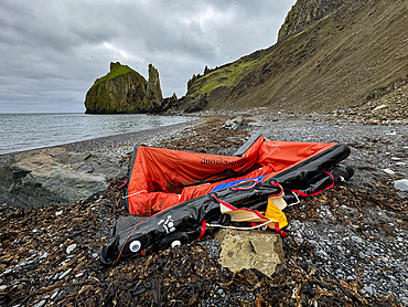 An abandoned life raft, found on Saint Mathew Island, Alaska.