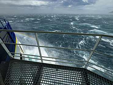 Gale force winds buffet the National Geographic Resolution in Tanaga Bay, Tanaga Island, Aleutian Islands, Alaska.
