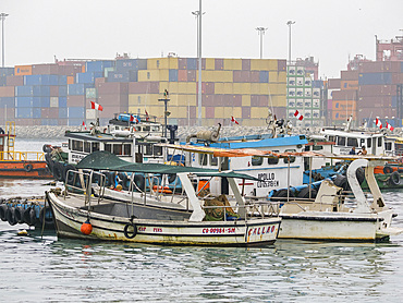 Scenes from Callao Harbor, the chief seaport in all of Peru, founded in 1537, just outside the city of Lima, Pacific Ocean.