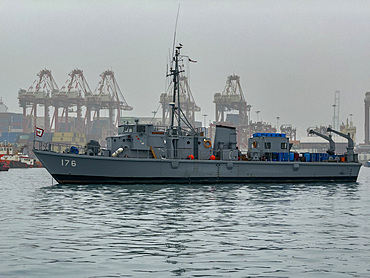 Scenes from Callao Harbor, the chief seaport in all of Peru, founded in 1537, just outside the city of Lima, Pacific Ocean.