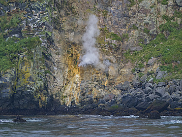 Steam vents on Kagamil Island. Kagamil Island is one of the four mountains of the Aleutian Archipelago, Alaska.