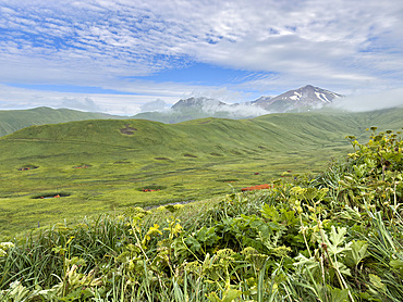 Great Sitkin Island, the site of a fuel depot during World War II called Sand Bay Naval Station, Andreanof Islands, Alaska.