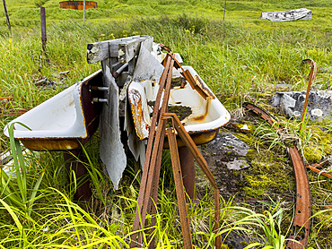 Great Sitkin Island, the site of a fuel depot during World War II called Sand Bay Naval Station, Andreanof Islands, Alaska.