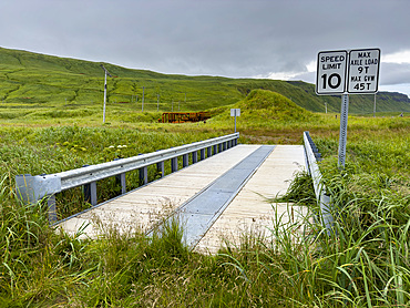 Great Sitkin Island, the site of a fuel depot during World War II called Sand Bay Naval Station, Andreanof Islands, Alaska.