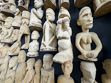 Carvings in the Agats Museum in the town of Agats, Asmat Regency, South Papua, Indonesia.