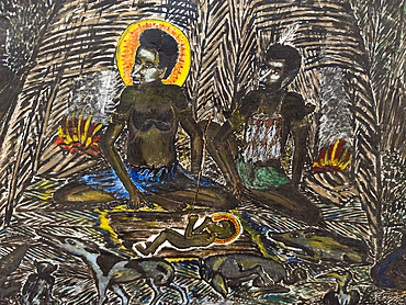 Drawings in the Agats Museum in the town of Agats, Asmat Regency, South Papua, Indonesia.