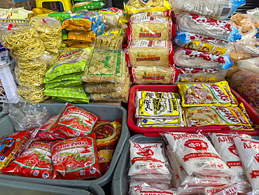 Various noodles for sale in the market in Waingapu, the largest town in the eastern half of Sumba Island, Indonesia
