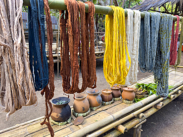Dyed thread for textiles in the village of Liangawo, on Flores Island, Lesser Sunda Islands, Indonesia.