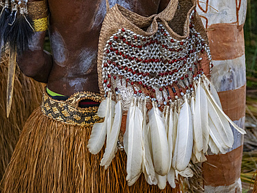 Satchel detail from the village of Per where people perform a greeting ceremony, Asmat Region, Papua, Indonesia.