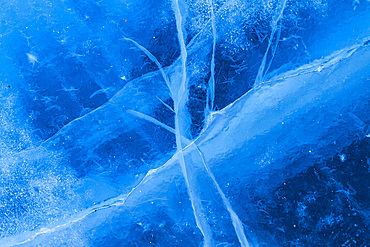 Details of the ice road from Tibbitt to Contwoyto, on the frozen Great Slave Lake, Northwest Territories, Canada.