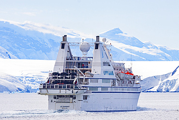 Expedition ship Le Diamant operating in Antarctica, Southern Ocean.