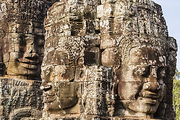 Face towers in Bayon Temple in Angkor Thom, Angkor, UNESCO World Heritage Site, Siem Reap Province, Cambodia, Indochina, Southeast Asia, Asia 