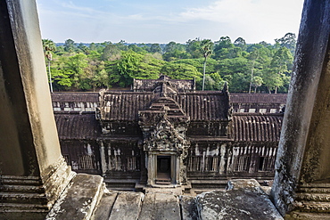 Upper terrace at Angkor Wat, Angkor, UNESCO World Heritage Site, Siem Reap Province, Cambodia, Indochina, Southeast Asia, Asia 