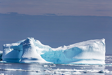 Icebergs and brash ice near the Cumberland Peninsula, Baffin Island, Nunavut, Canada, North America