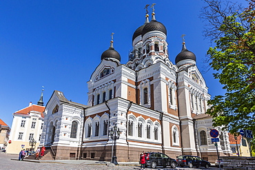 Exterior view of an Orthodox church in the capital city of Tallinn, Estonia, Europe