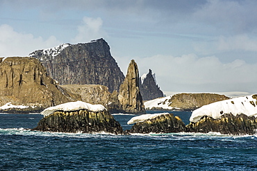 Dramatic reefs and islets in English Strait, South Shetland Island Group, Drake Passage, Antarctica, Polar Regions