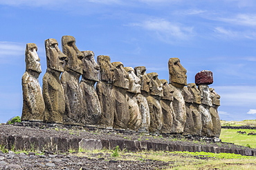 15 moai restored ceremonial site of Ahu Tongariki, Rapa Nui National Park, UNESCO World Heritage Site, Easter Island (Isla de Pascua), Chile, South America