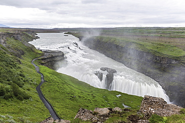 View of Gullfoss (Golden waterfall) on the Hvita River, Iceland, Polar Regions