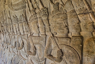 Bas-relief carvings, Angkor Wat, Angkor, UNESCO World Heritage Site, Siem Reap, Cambodia, Indochina, Southeast Asia, Asia