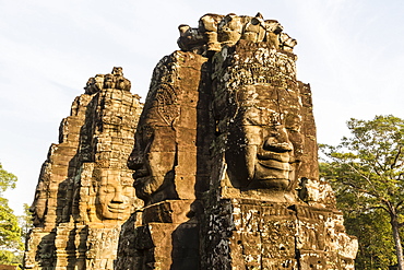 Four-faced towers in Prasat Bayon, Angkor Thom, Angkor, UNESCO World Heritage Site, Siem Reap, Cambodia, Indochina, Southeast Asia, Asia