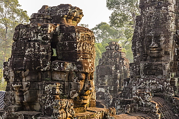 Four-faced towers in Prasat Bayon, Angkor Thom, Angkor, UNESCO World Heritage Site, Siem Reap, Cambodia, Indochina, Southeast Asia, Asia