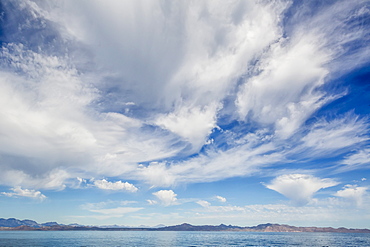 Intense cloud build up over Isla Santa Catalina, Baja California Sur, Mexico, North America