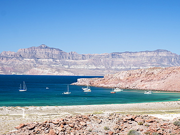 The protected natural harbor at Isla San Francisco, Baja California Sur, Mexico, North America