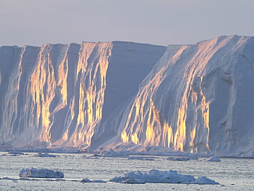 Sea ice, tabular icebergs, and brash ice in Erebus and Terror Gulf, Weddell Sea, Antarctica, Polar Regions