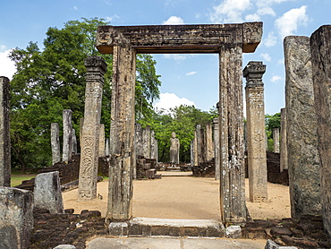 Detail from the ancient city of Polonnaruwa, UNESCO World Heritage Site, Sri Lanka, Asia