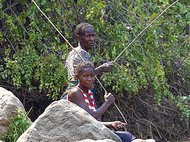 Fisherman on the lower Zambezi River, Zimbabwe, Africa