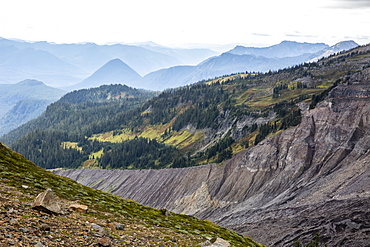 Views of the Nisqually Glacier retreat from the Skyline Trail, Mount Rainier National Park, Washington State, United States of America, North America